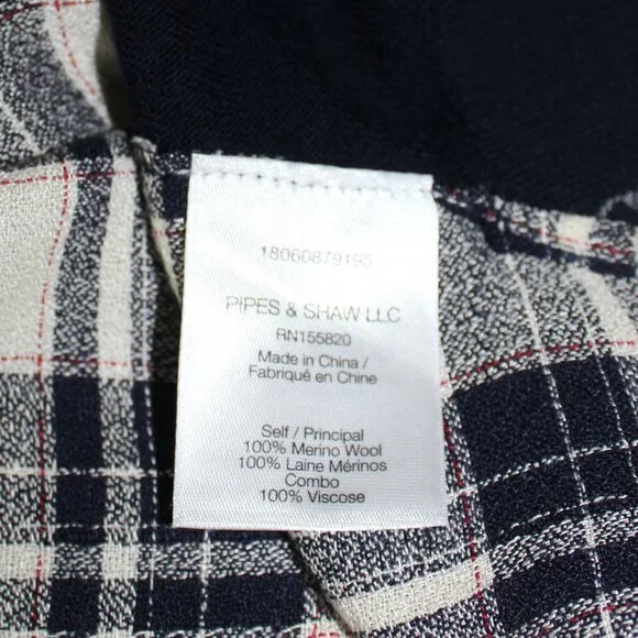 Veronica Beard Wool Plaid Gemma Sweater Women's Navy  size Small/Medium - Picture 6 of 7